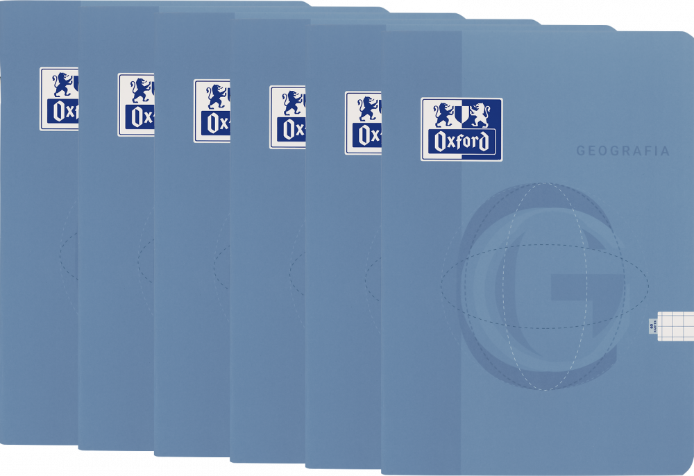 6x Zeszyt przedmiotowy w kratkę Oxford Geografia, A5, miękka oprawa, 60 kartek, jasnoniebieski