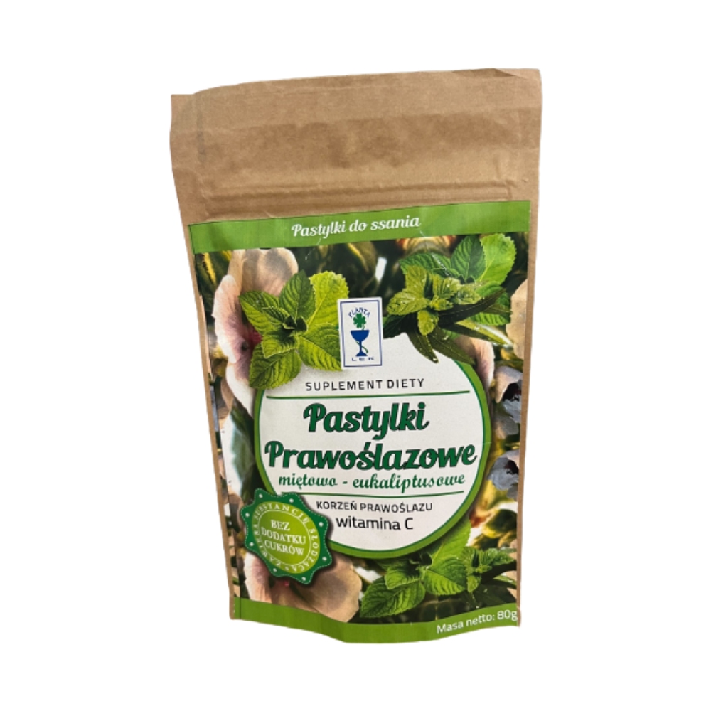 Planta pastylki prawoślazowe do ssania miętowo eukaliptusowe, bez cukru, 80 g