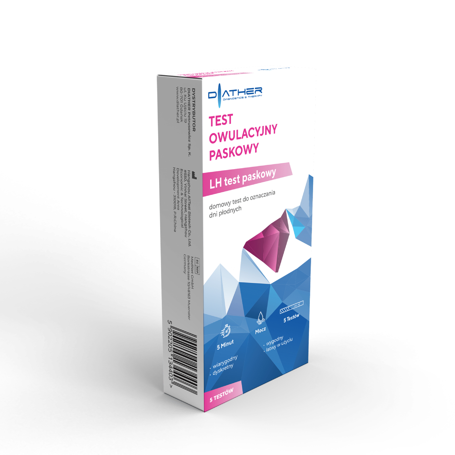 Diather - test domowy owulacyjny paskowy, 5 sztuk