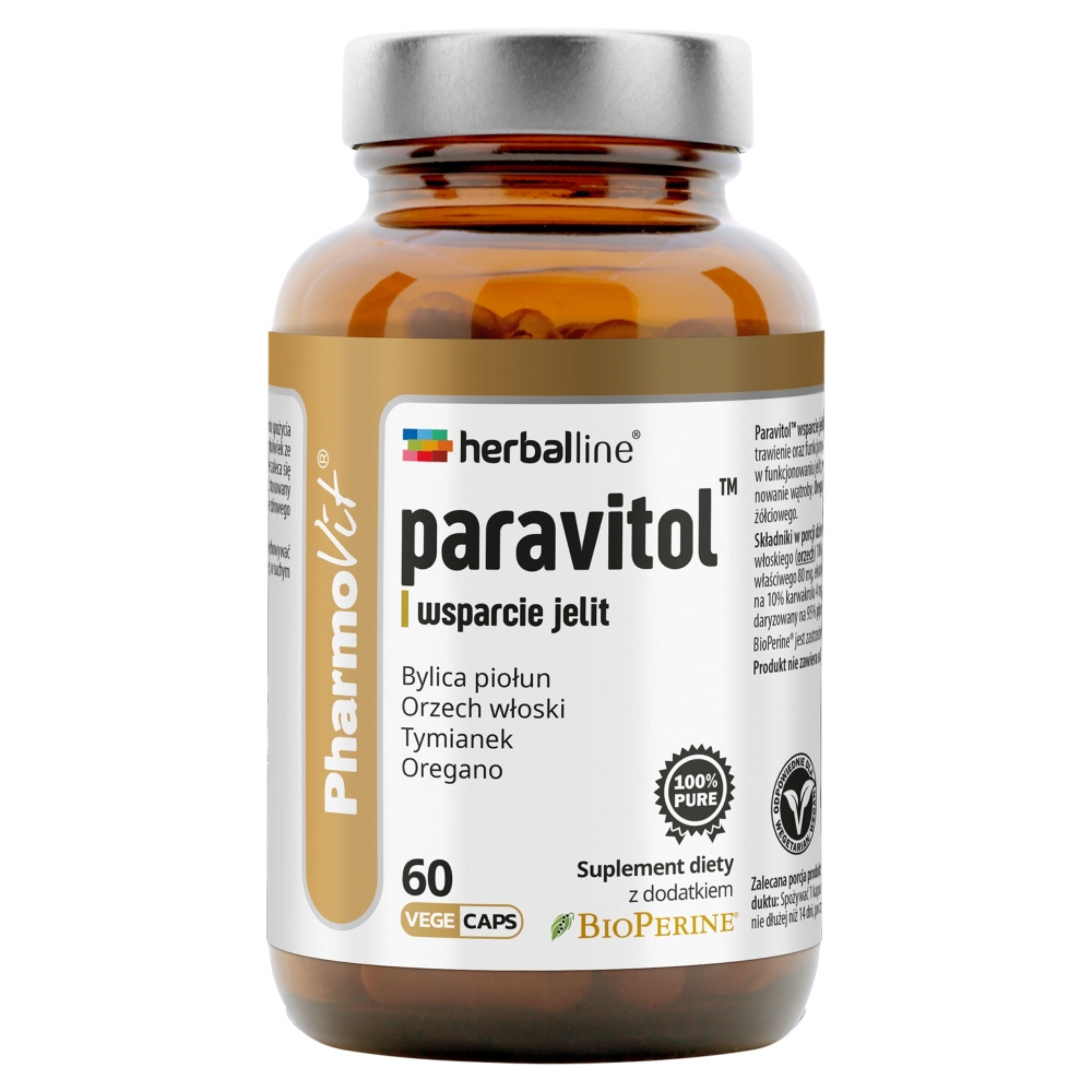 Pharmovit herballine paravitol wsparcie jelit, 60 kapsułek roślinnych