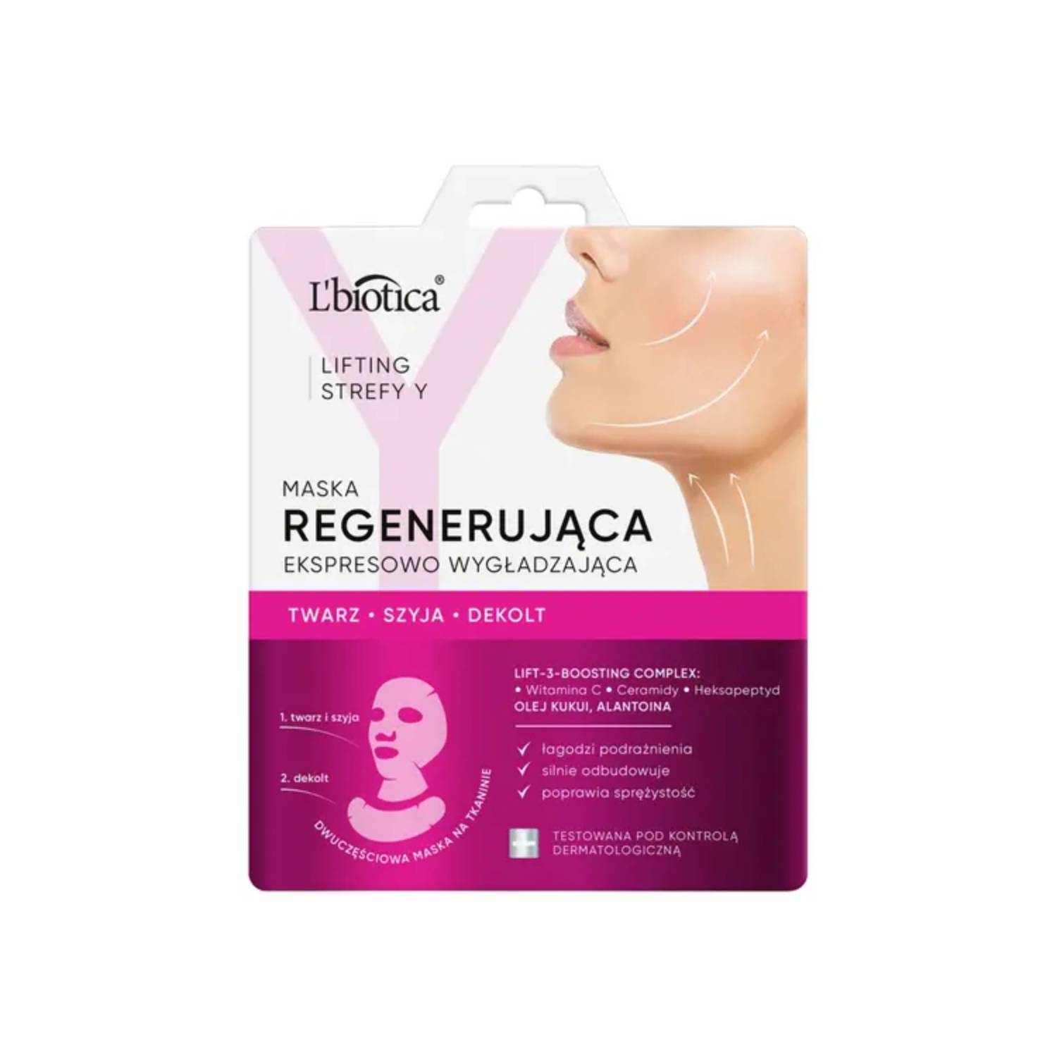 L'biotica lifting strefy y - maska regenerująca ekspresowo wygładzająca, 1 sztuka