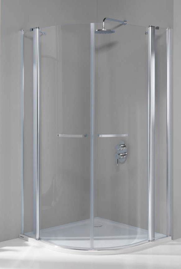 Sanplast Prestige III KP4/PRIII-100-S sbW0 kabina prysznicowa 100 cm półokrągła srebrny błyszczący/szkło przezroczyste ...