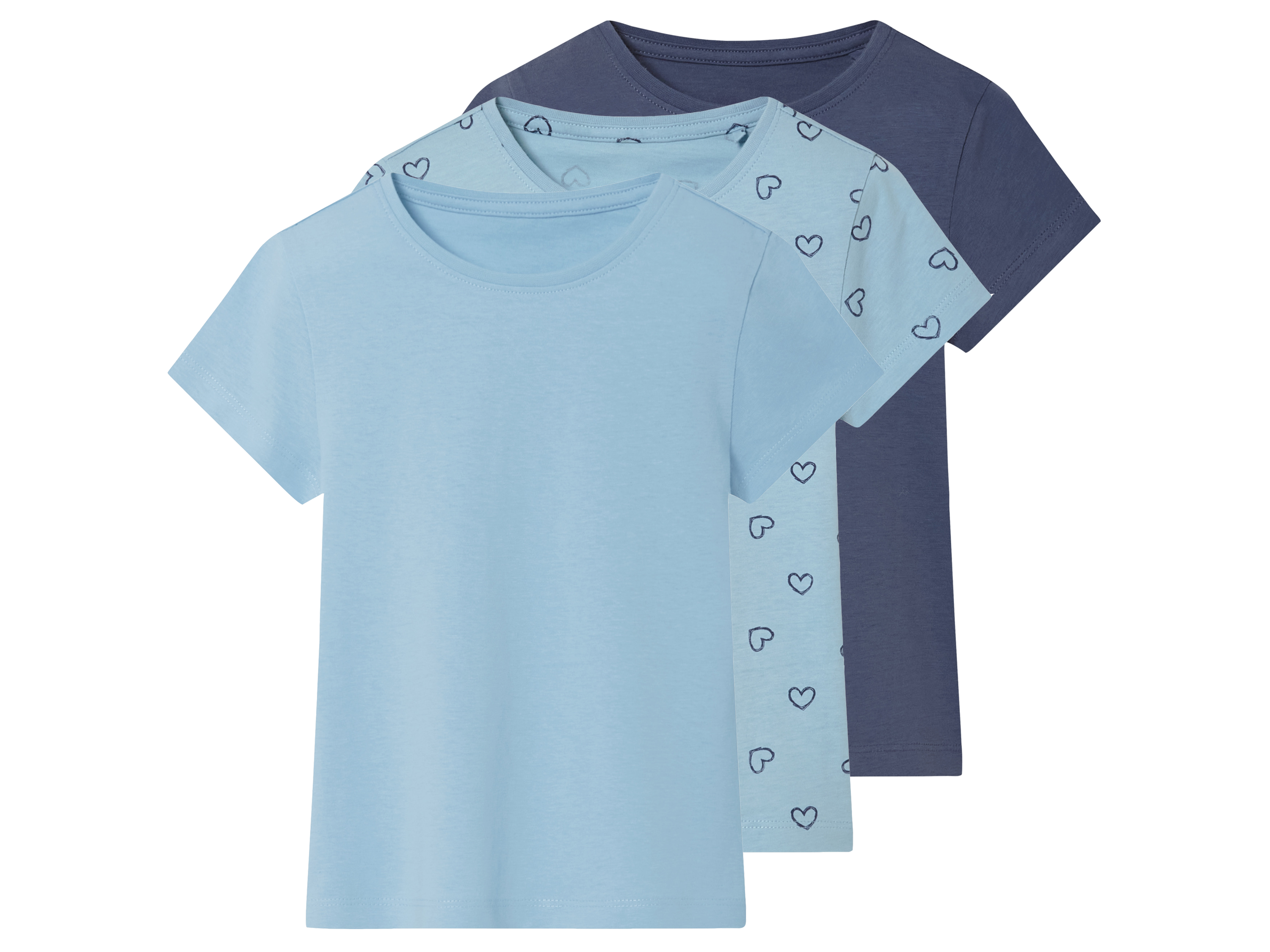 lupilu T-shirty dziecięce z bawełny, 3 sztuki Niebieski, 122/128