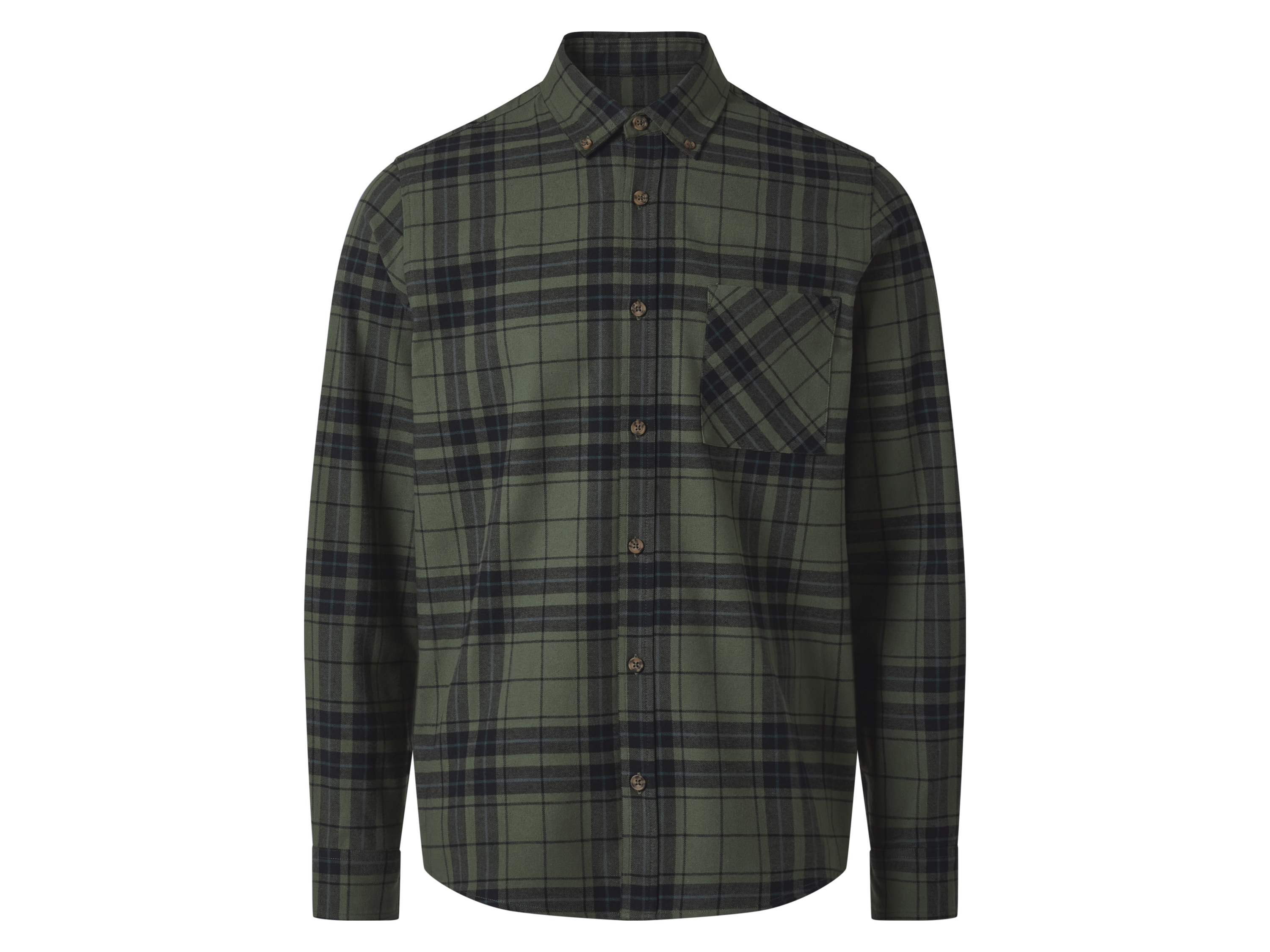 esmara Men Koszula flanelowa męska z bawełny Zielony/czarny, XL 43/44