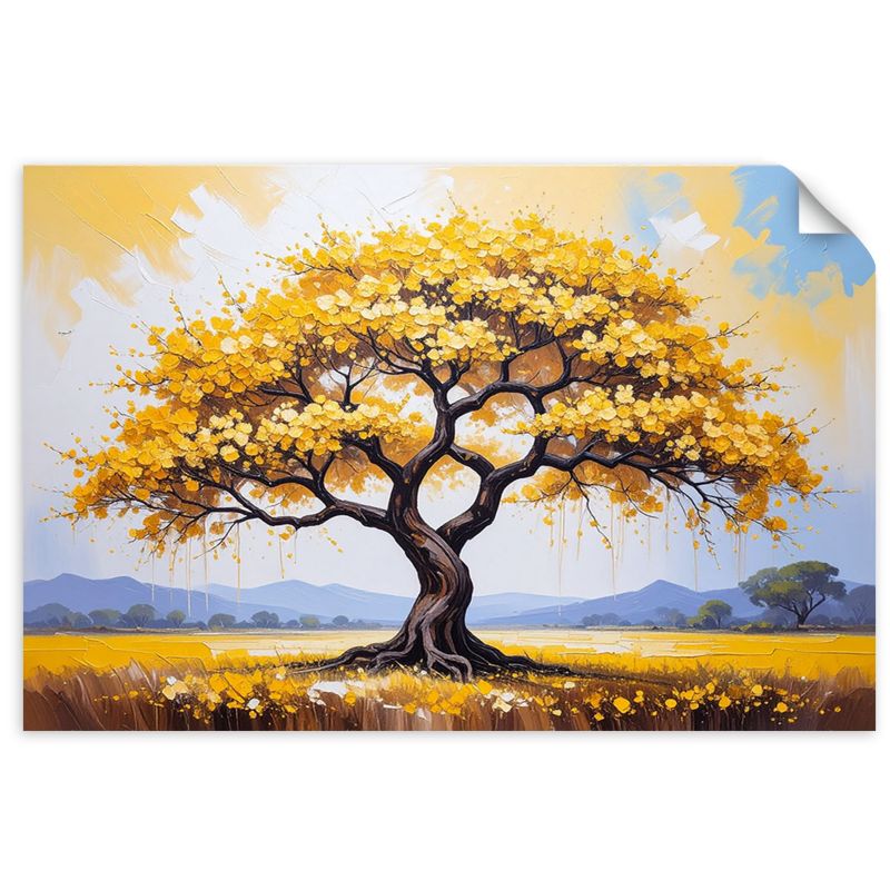 Naklejka na ścianę Feeby 3D Złote Kwitnące Drzewo Życia 150x100cm 1szt