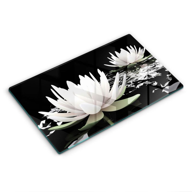 Szklana deska do krojenia Wallfluent 52x30 cm Białe lilie na wodzie 1 szt.