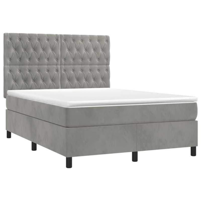 Łóżko kontynentalne WaszeMeble 140x190 cm jasnoszare WM-3136299 1 szt.