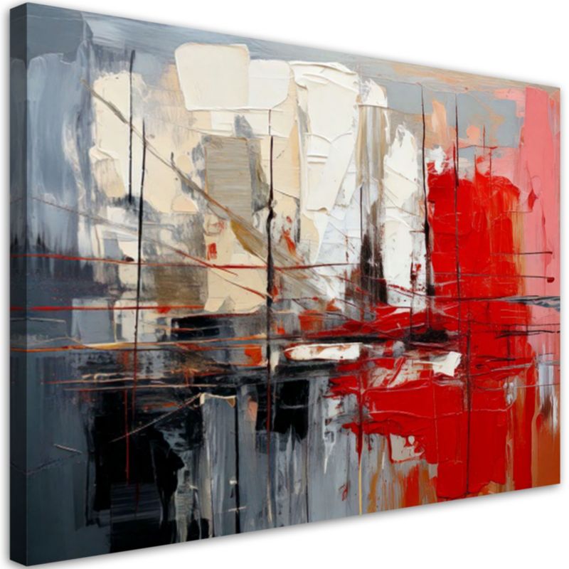 Abstrakcja obraz nowoczesny do salonu Feeby Czerwony beżowy szary 90x60cm 1szt
