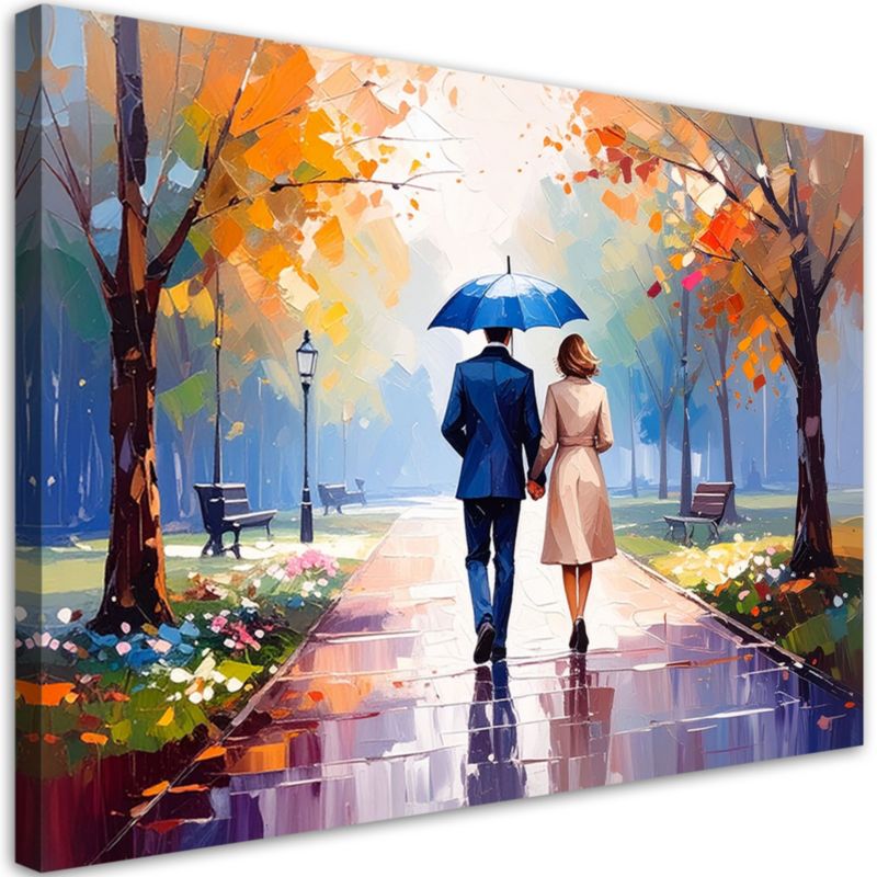 Obraz nowoczesny do salonu Feeby Para spacerująca w parku 90x60cm 1szt