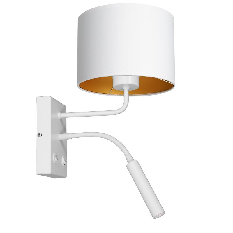 Kinkiet ścienny Luminex Arden biały mat-złoty do czytania z włącznikiem 1 x E27+G9 x 15W IP20 wym: 38 x 18 x 26 cm - 1 szt.