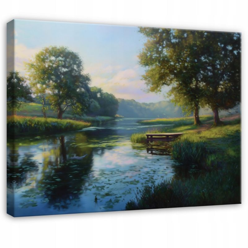 Obraz WALLARENA Do Sypialni Salonu Na Płótnie Las Rzeka Natura 100x70 cm 1 szt.