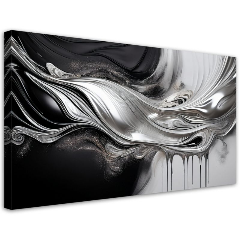 Obraz na płótnie Feeby Czarno Srebrna Abstrakcja 3D 80x40cm 1szt
