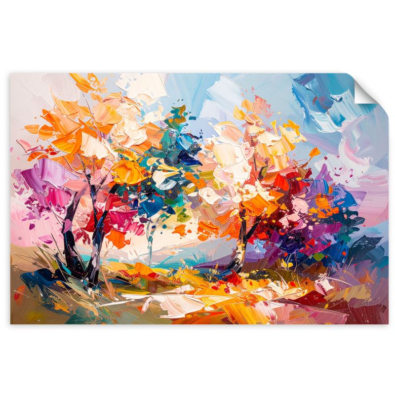 Naklejka na ścianę Feeby Kolorowy Krajobraz Drzewa Las imitacja farby olejnej 150x100cm 1szt