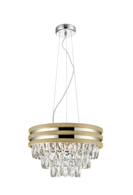 Lampa wisząca Zuma Line Naica 2526 matowe złoto-transparentna-chromowana kryształowa 4xE14 x 40W 1 szt.