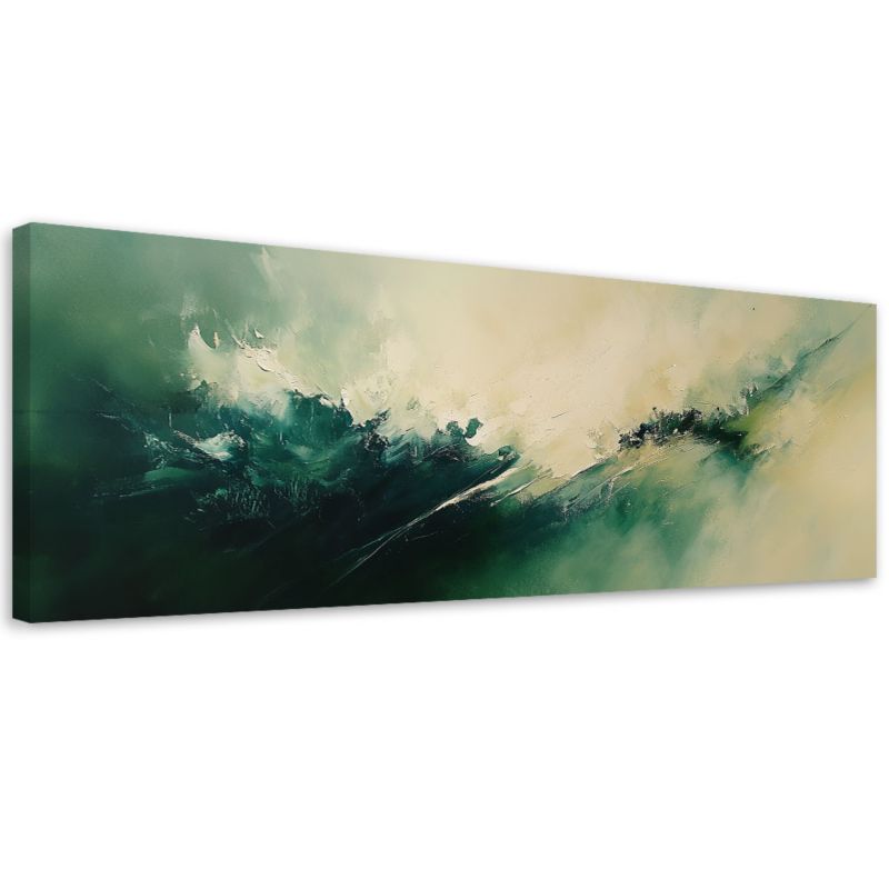 Obraz na płótnie Feeby Zielona Beżowa Industrialna Abstrakcja 90x30cm 1szt