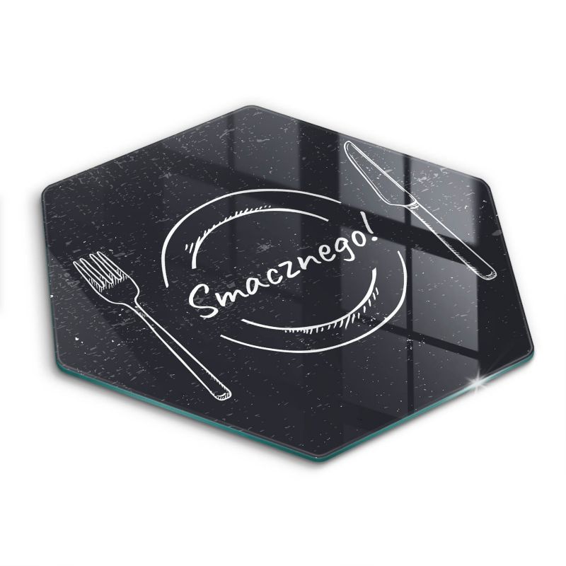 Szklana deska do krojenia Wallfluent h40 cm Napis: Smacznego 1 szt.