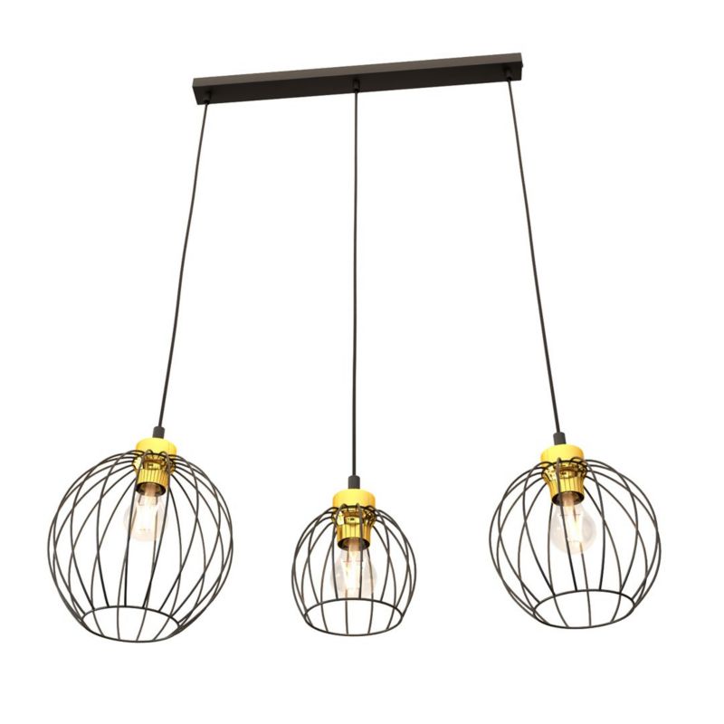 Lampa wisząca Emibig Nando czarno-złota wym: 140 x 77 x 24 cm 3xE27 x 15W 1 szt.