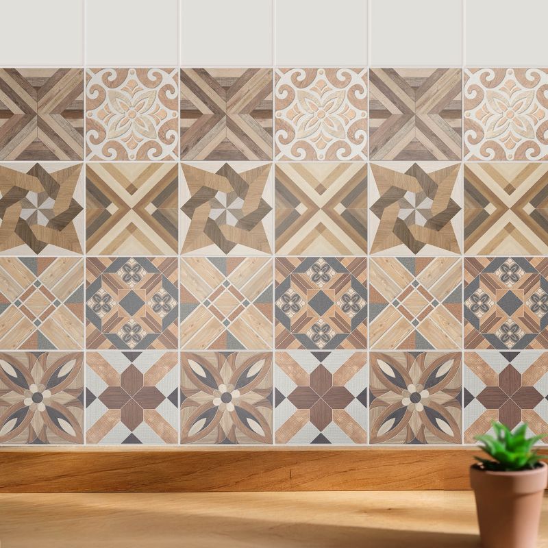 Naklejki na płytki Wallfluent 20x20 cm Drewniana mozaika szybka renowacja 24 szt.