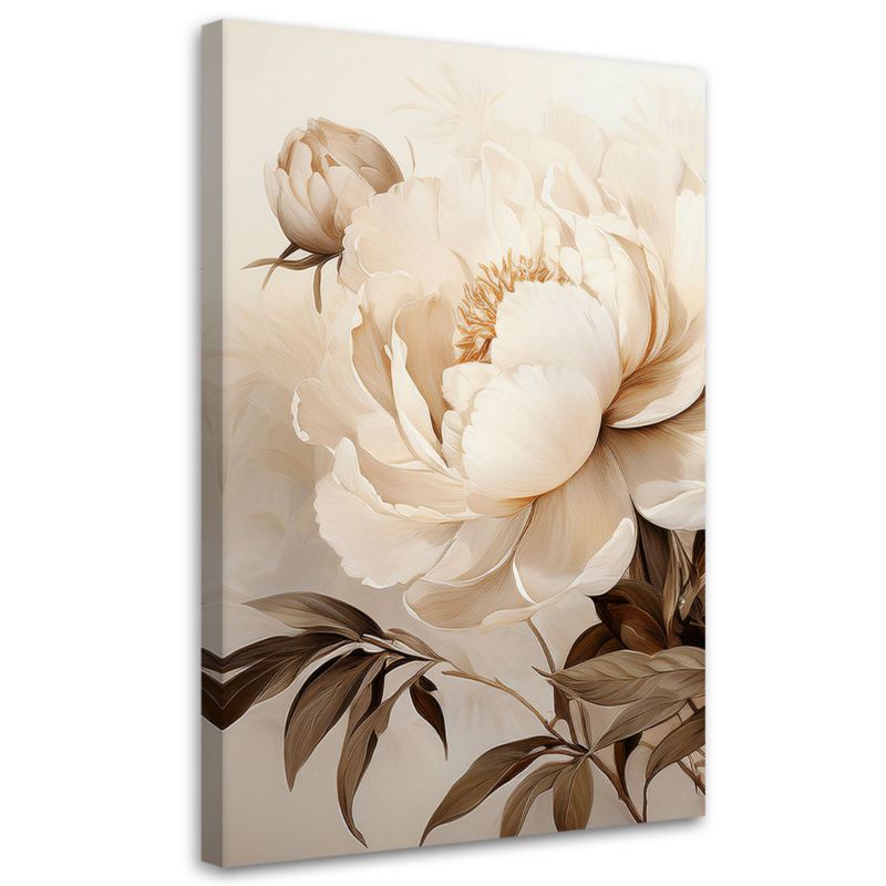 Obraz na płótnie Feeby Piwonie Peonie Kwiaty w Beżu 40x60cm 1szt