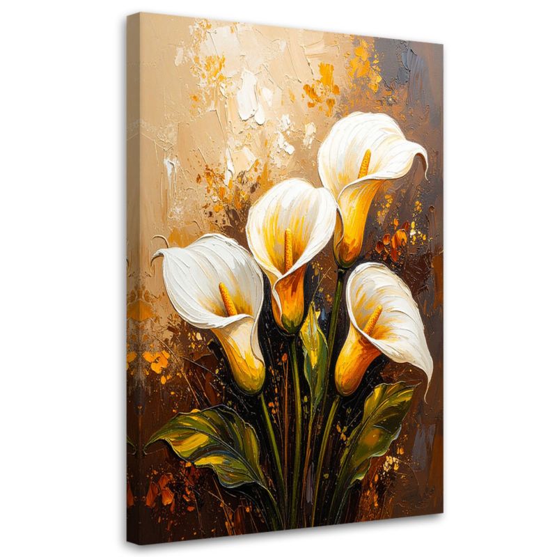Obraz do salonu sypialni Feeby Kalie Białe Kwiaty jak malowane 70x100cm 1szt