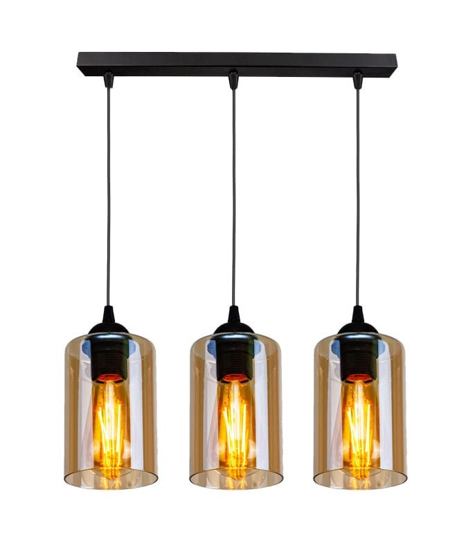 Lampa sufitowa Candellux Bistro czarno-bursztynowy wym: 100 x 55 x 10 cm 3xE27 x 40W 1 szt.