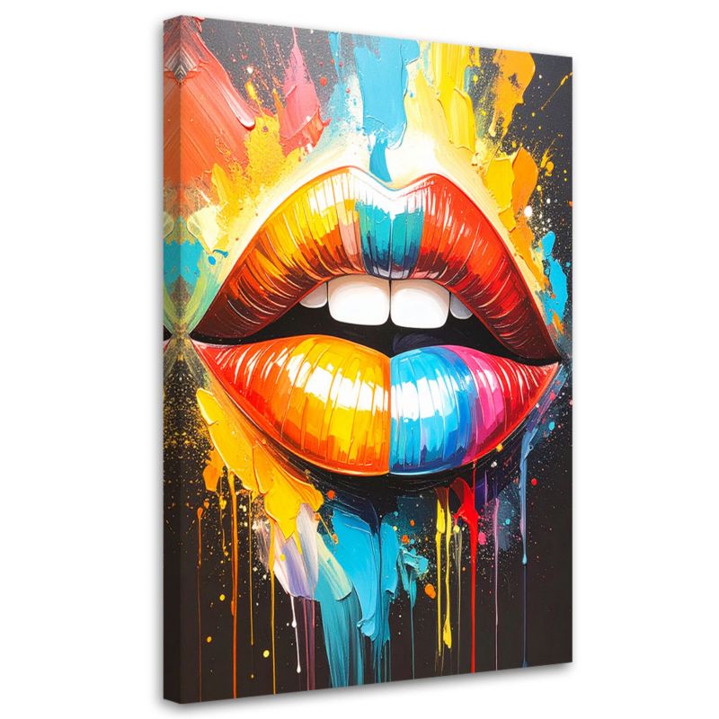 Obraz do salonu sypialni Feeby Kolorowe usta efekt farby olejnej 60x90cm 1szt