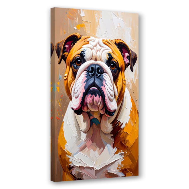 Obraz nowoczesny do salonu biura Feeby Buldog Pies Zwierzę Beżowy 60x120cm 1szt