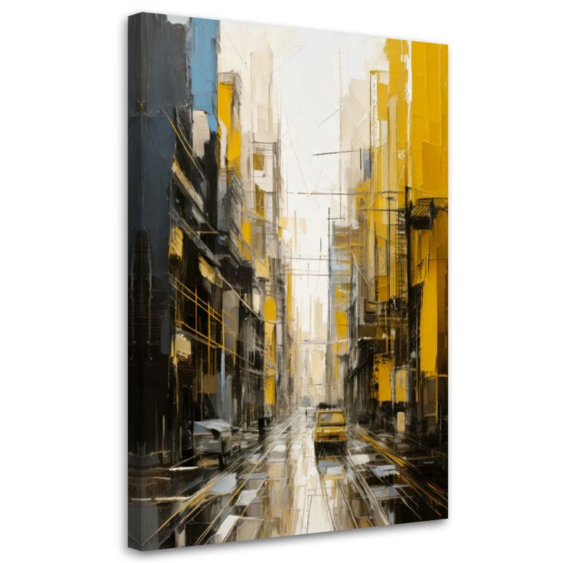 Obraz do salonu Feeby Miasto Ulica Abstrakcja Żółty Szary 70x100cm 1szt