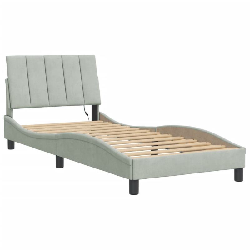 Łóżko tapicerowane WaszeMeble 90x200 cm jasnoszara WM-3213757 1 szt.
