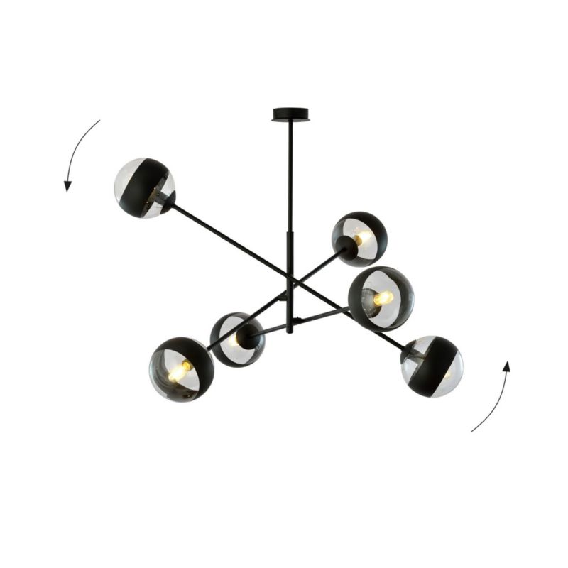 Żyrandol Emibig Linear czarno-przezroczysty wym: 51 x 102 cm 6xE14 x 10W 1 szt.