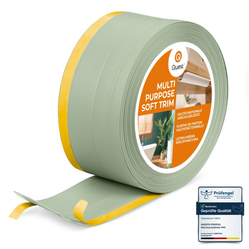 Listwa wykończeniowa W2 z PCV 4w1 120mm, QUEST samoprzylepna, maskująca elastyczna listwa podłogowa, ścienna, jasnozielony, 10m