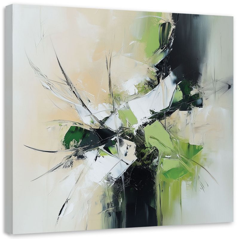 Obraz do salonu sypialni biura Feeby Abstrakcja zielony beżowy czarny 30x30cm 1szt