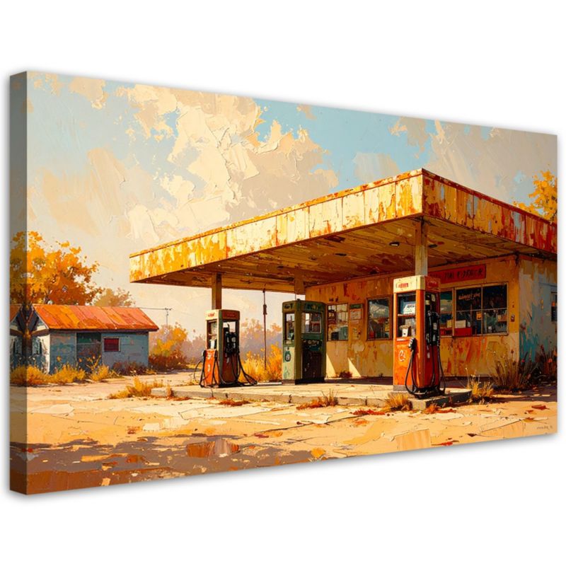 Obraz nowoczesny do garażu biura Feeby Stacja benzynowa w USA 100x50cm 1szt