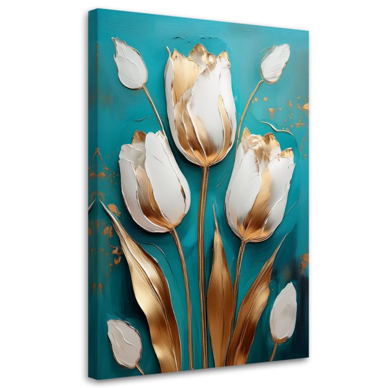 Obraz do salonu Feeby Tulipany Glamour Turkusowy 40x60cm 1szt