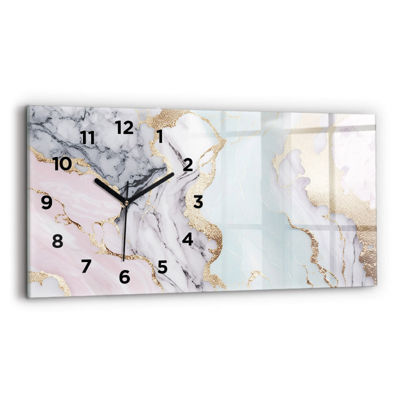 Zegar z czarnymi wskazówkami Wallfluent 60x30 cm Marmur 1 szt.