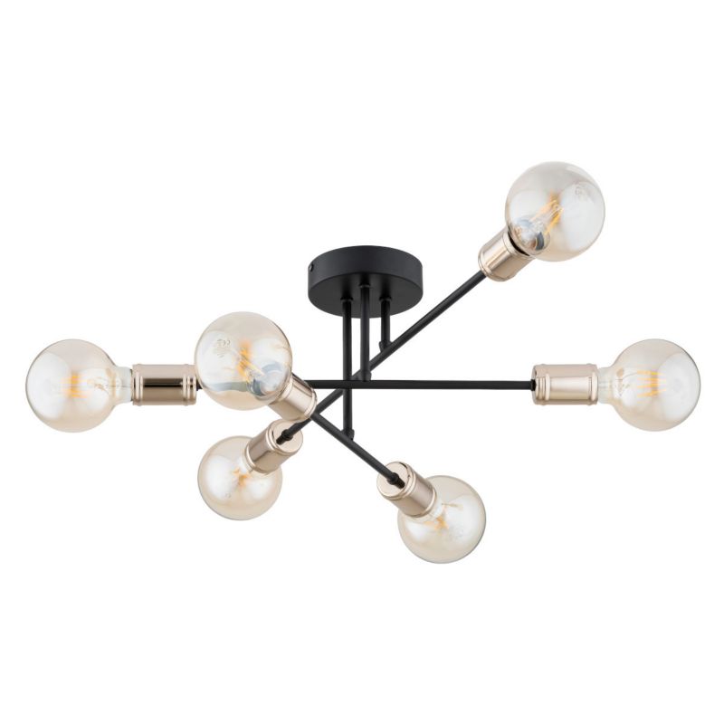 Lampa sufitowa Alfa Estena czarno-złota wym: 22 x 48 x 60 cm 6xE27 x 15W 1 szt.