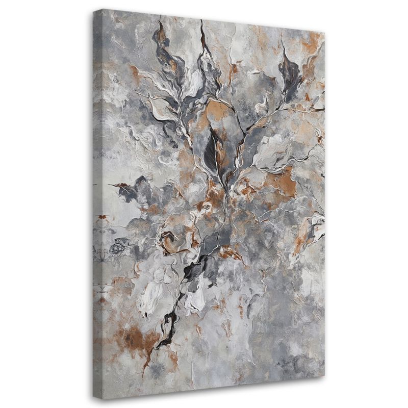 Obraz na płótnie Feeby Abstrakcja Botanika Szary Złoty 60x90cm 1szt