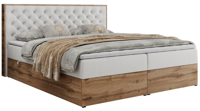 Łóżko kontynentalne MKS Meble ALBERO 3 180x200 H3 Biały ecoskóra 1szt.