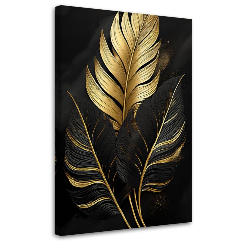 Obraz na płótnie Feeby Złote Liście Palmy Glamour 40x60cm 1szt
