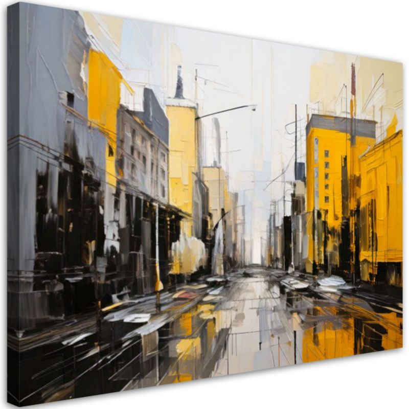 Nowoczesny obraz do salonu Feeby Architektura miasta abstrakcja zółty 120x80cm 1szt