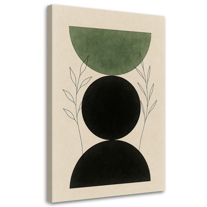 Obraz Japandi Feeby Figura Geometryczna Rośliny Minimalizm Zieleń 40x60cm 1szt