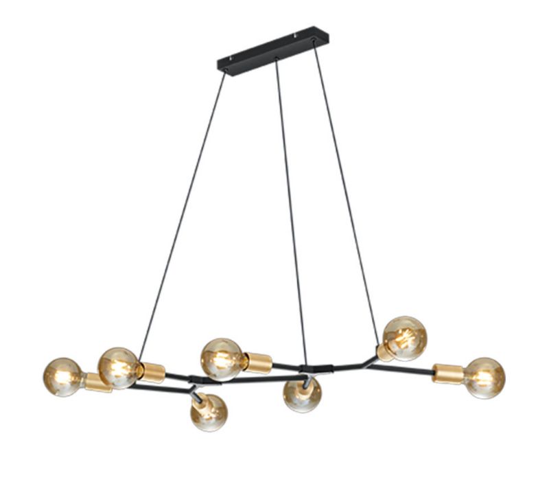 Lampa sufitowa wisząca Trio Cross czarno-złota wym: 150 x 91 x 45 cm 7xE27 x 1 szt.