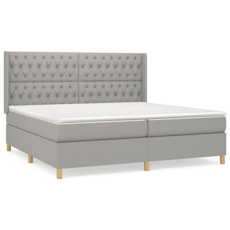 Łóżko kontynentalne WaszeMeble 200x200 cm jasnoszare WM-3132257 1 szt.