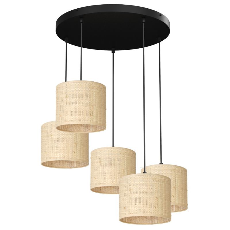 Lampa wisząca Luminex Rattan kremowo-czarny matowy wym: 110 x 58 x 58 cm 5xE27 x 15W 1 szt.