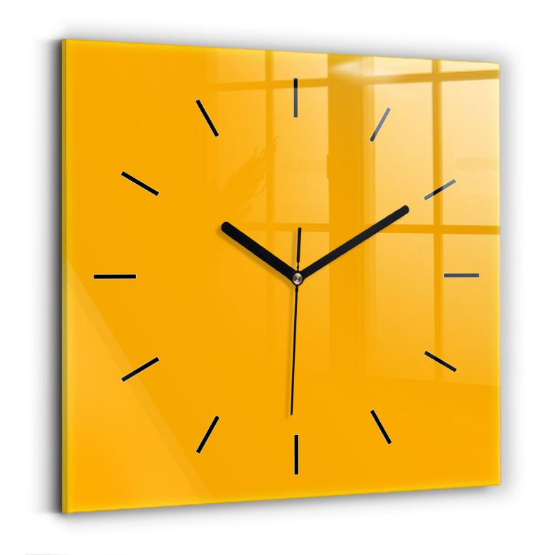 Zegar szklany czarne wskazówki Wallfluent 30x30 cm Ciemny Żółty 1 szt.