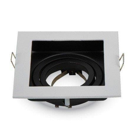 Oprawa sufitowa wpuszczana V-TAC biało-czarna ruchoma 1 x GU10 x 35W IP20 wym: 9 x 9 cm kwadratowa - 1 szt.