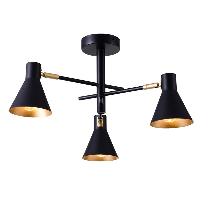Lampa sufitowa czarno-złota mat regulowana 3x40W Less