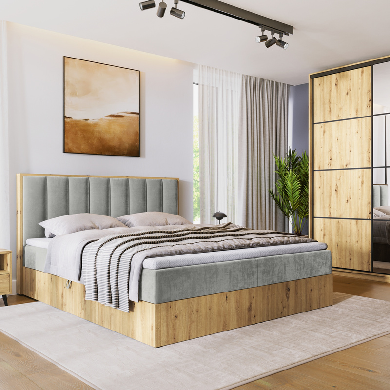 Łóżko kontynentalne 160x200 do sypialni LOFT II z pojemnikiem