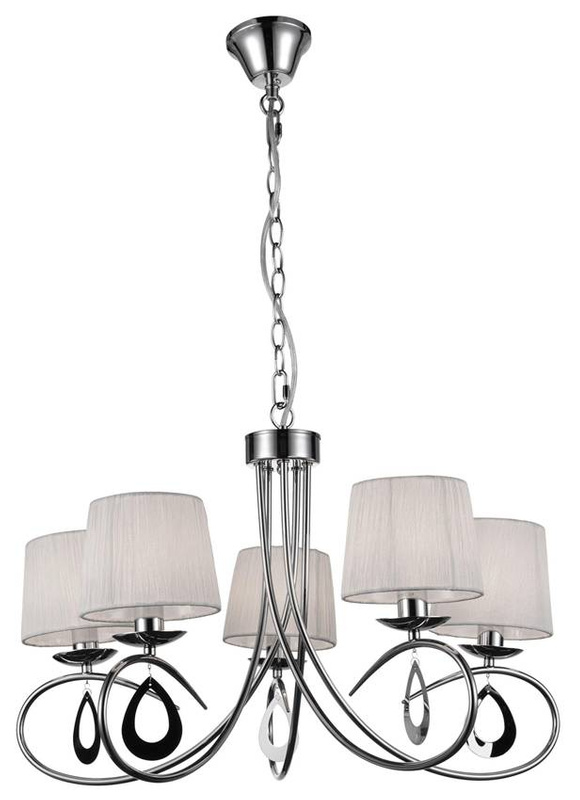 Lampa wisząca chromowa biały abażur tkany 5x40W Arnika