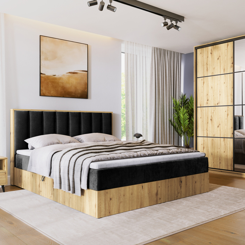 Łóżko kontynentalne 140x200 do sypialni LOFT II z pojemnikiem